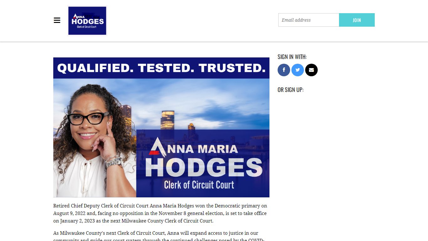 Anna Hodges for Clerk of Circuit Court
