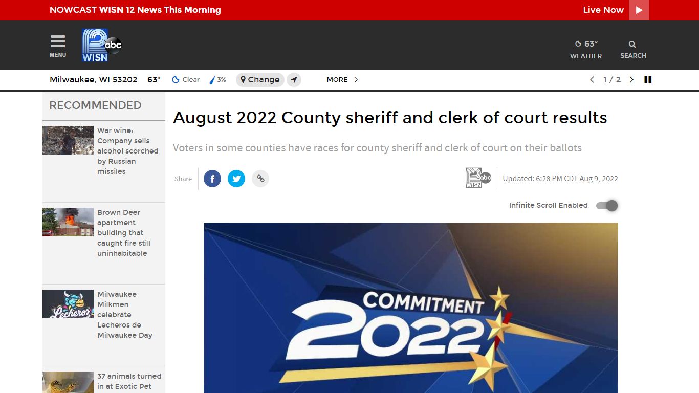 August 2022 County sheriff and clerk of court results